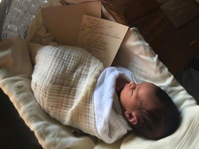 Husband Returns from Business Trip and Sees Newborn Baby on Table with Two Notes beside